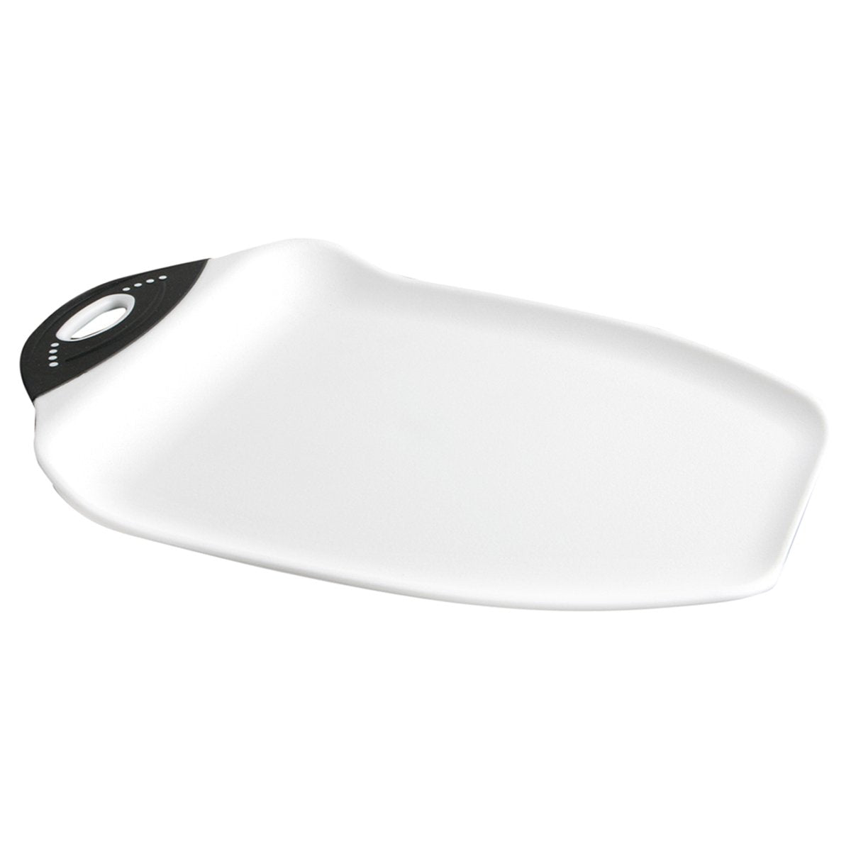 Dexas Chop & Scoop Cutting Board with Non-Slip Feet, 6.5 x 10.5 Inch, BPA-Free Dishwasher Safe Kitchen Prep Board, White and Black