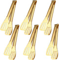 6 Pack Serving Tongs Kitchen Tong, 7 Inch Gold Buffet Tongs, Stainless Steel Food Tong Small Tong, Serving Tong for Buffet, Party, Salad, Appetizers