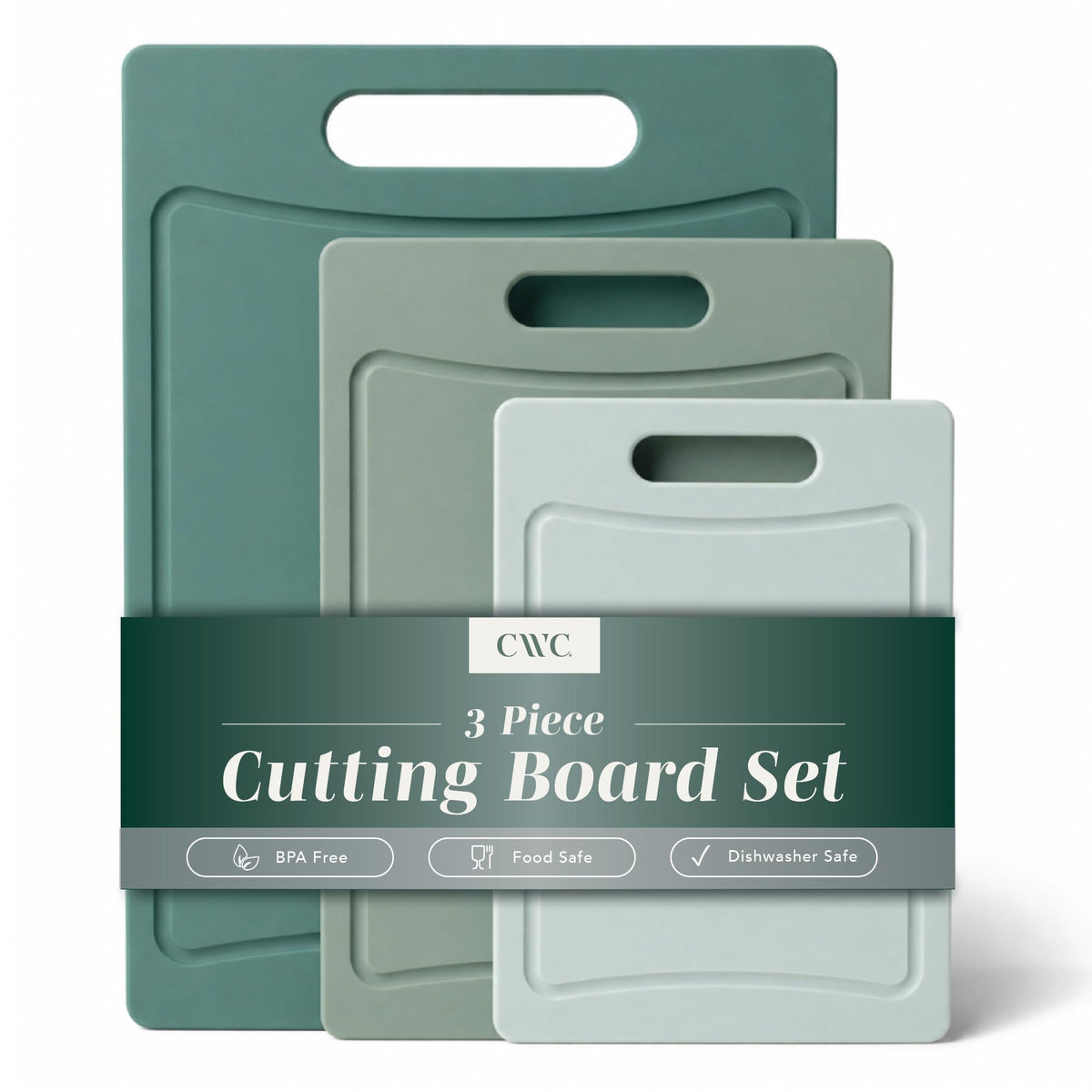 COOK WITH COLOR Non-Slip Cutting Board Set – Kitchen Essentials with Easy Grip Handle for Meat, Veggies, and Fruits, 4 Cutting Boards, Brown