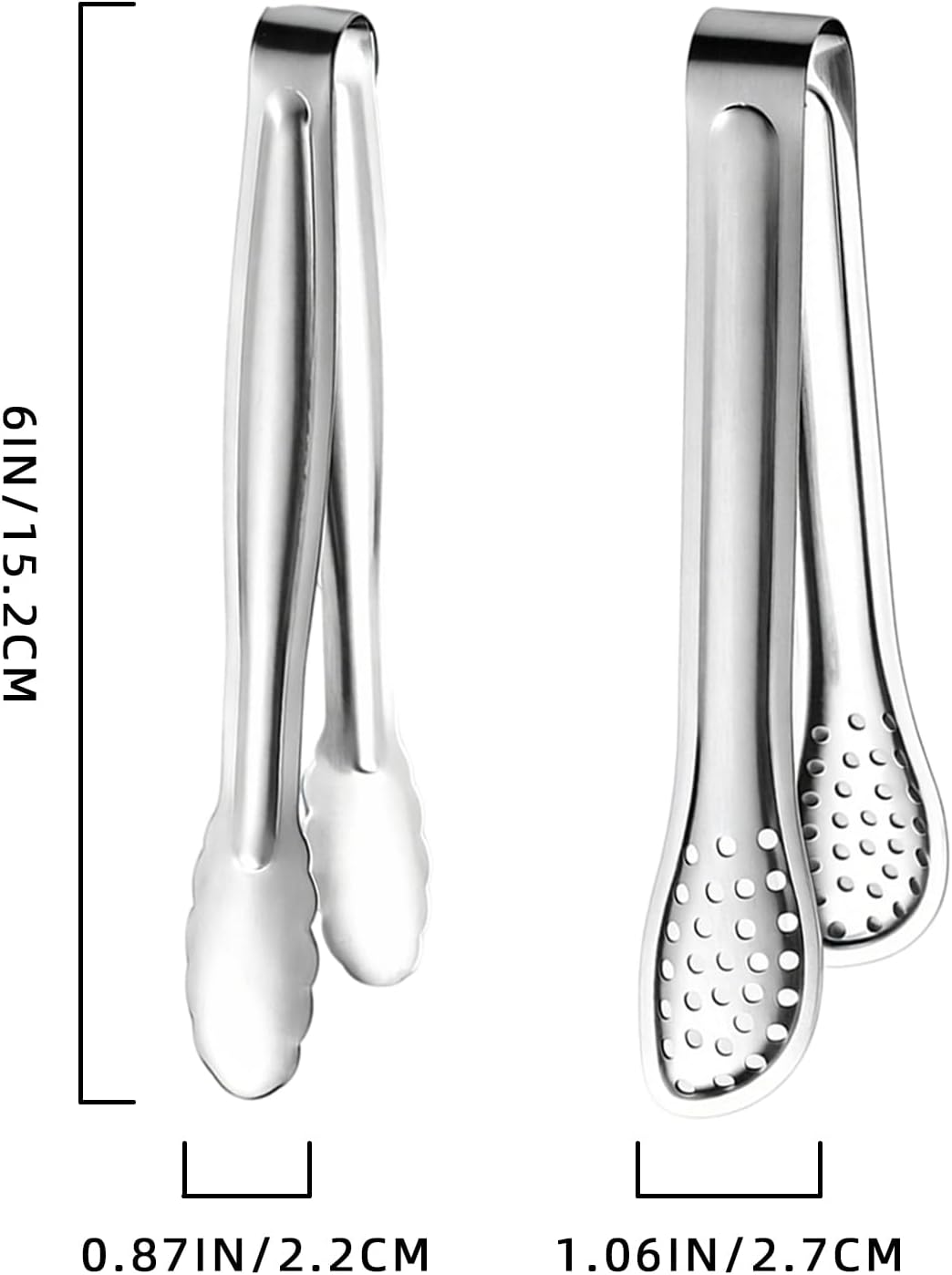 6-Inch Stainless Steel Mini Tongs, 8-Pack for Serving Food
