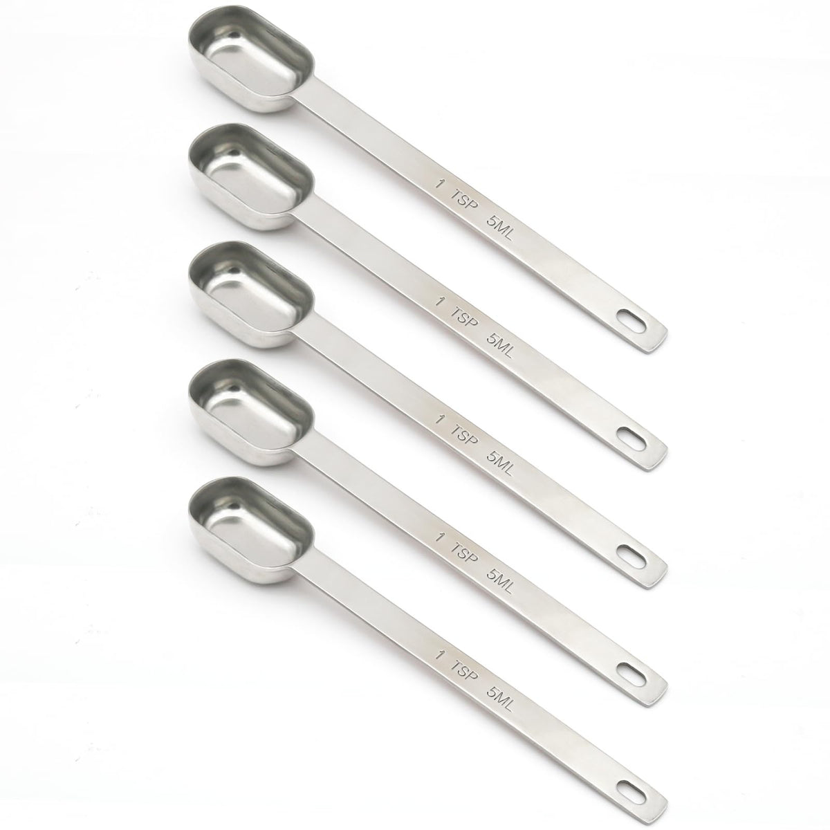2PCS 1TSP(5ML) Measuring Spoon, Stainless Steel Long Handle Teaspoons