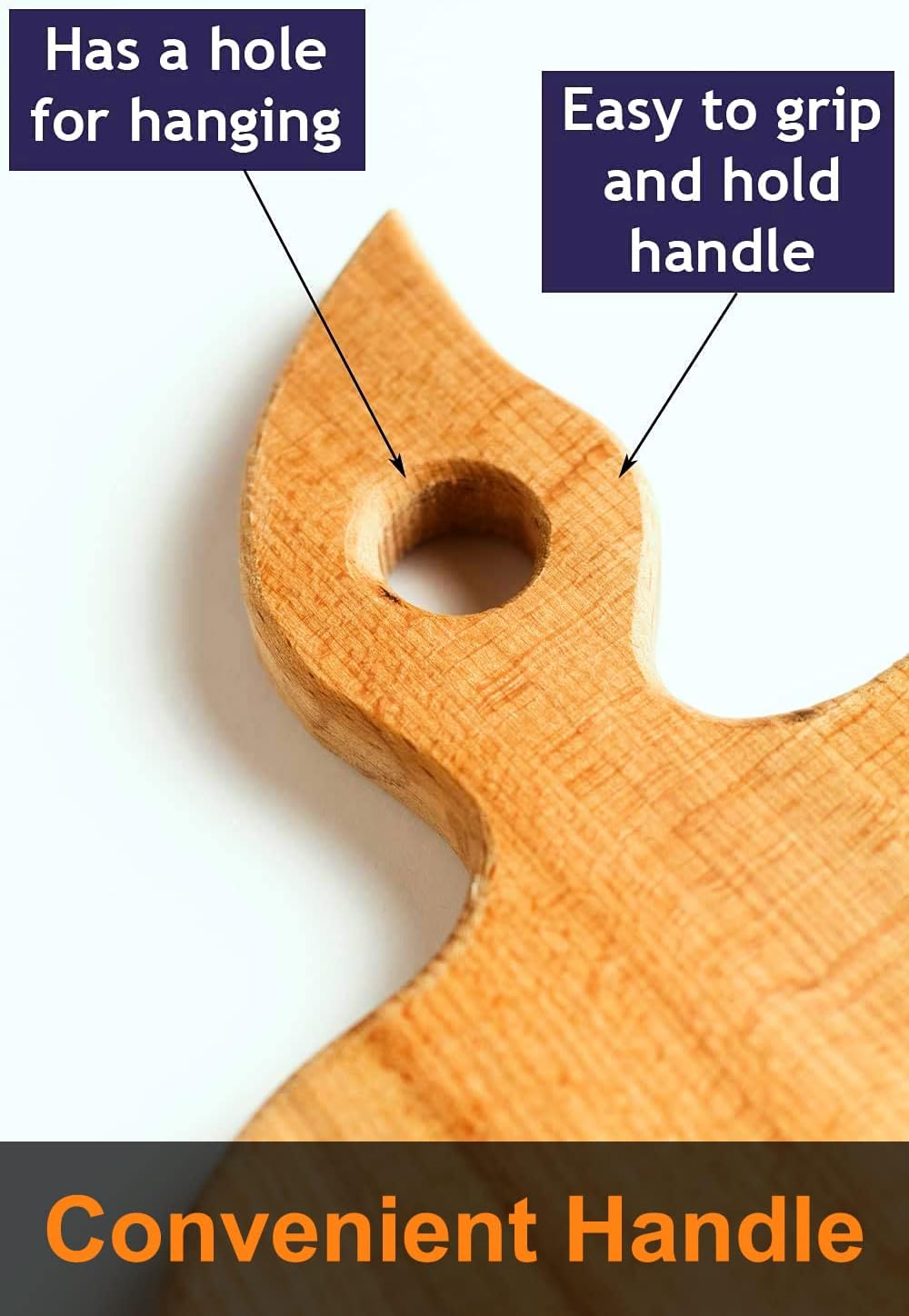 ECOSALL Apple-shaped Solid Wood Cutting Board With Handle, Unique Gift Idea