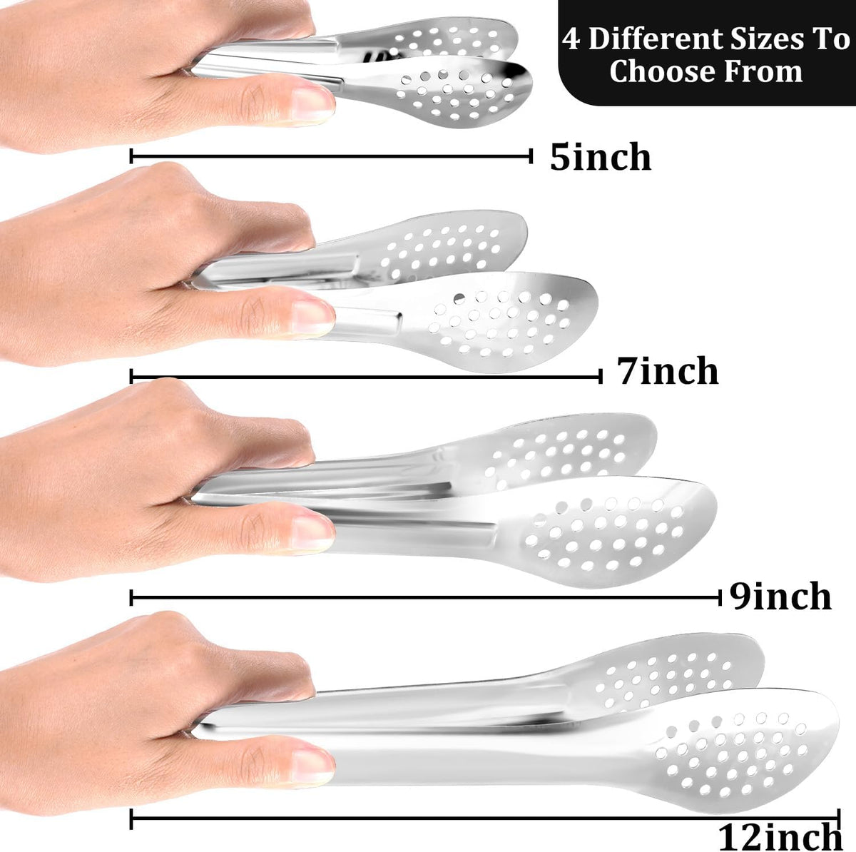 10PCS 5 Inch mini tongs Serving Tongs Small Kitchen Tongs Silver