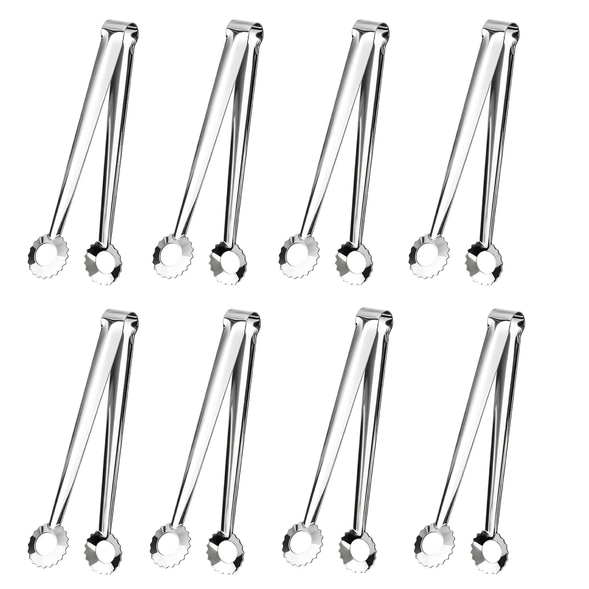 8 PCS 7 Inch Serving Tongs Stainless Steel Mini Metal kitchen tongs