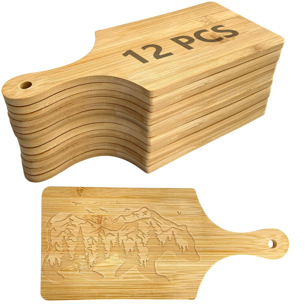 11x5 In Mini Charcuterie Boards,6 Pcs Small Wood Cutting Board Bulk Cutting Board for Crafts with Handle,Laser Engraving Cutting Boards Blank,Unfinished Wood Cutting Boards,Mini Cheese Board as Gift