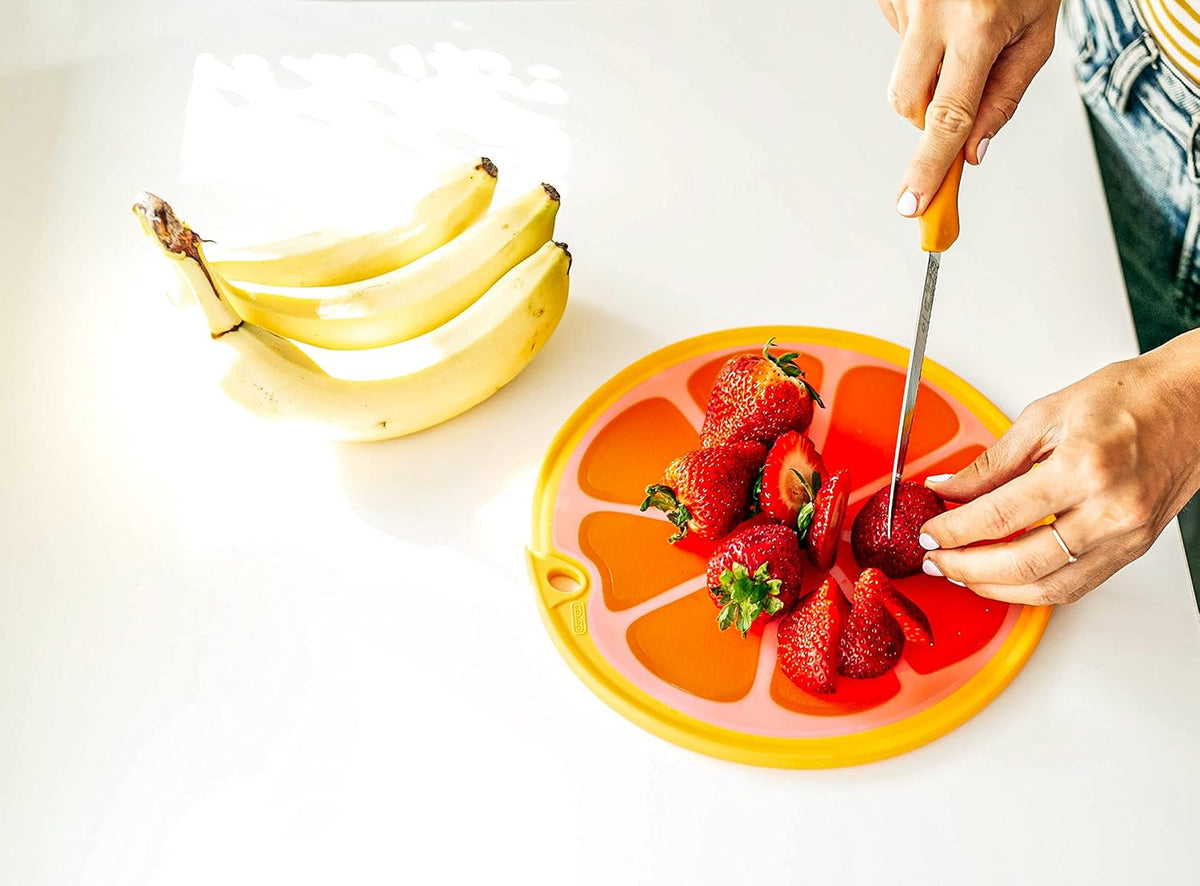 Dexas Citrus Slice Cutting Board/Serving Board 9 inches, Grapefruit