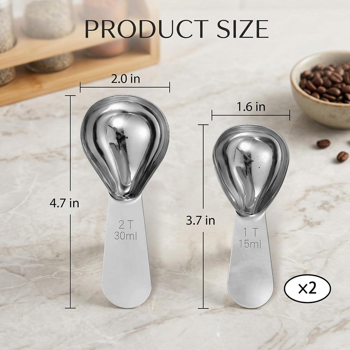 3PCS 2 Tbsp and 1 Tbsp Stainless Steel Measuring Spoon, Tablespoon Measuring Spoon Set, Tablespoon Scoop for Coffee and Baking, Precise Dosing for Kitchen and Supplement Use