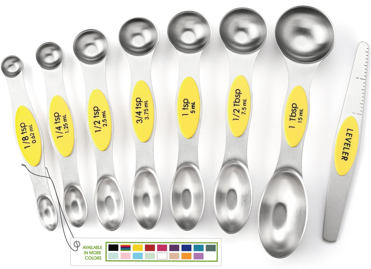 Spring Chef Stainless Steel 8 Magnetic Measuring Spoons Set, Winter Frost