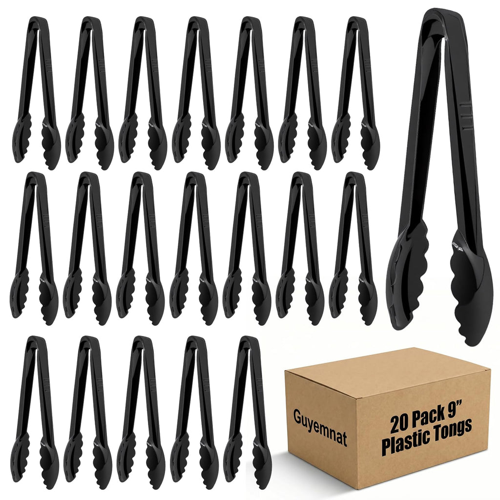 40 PCS Plastic Serving Tongs, Black Disposable Kitchen Salad Tongs