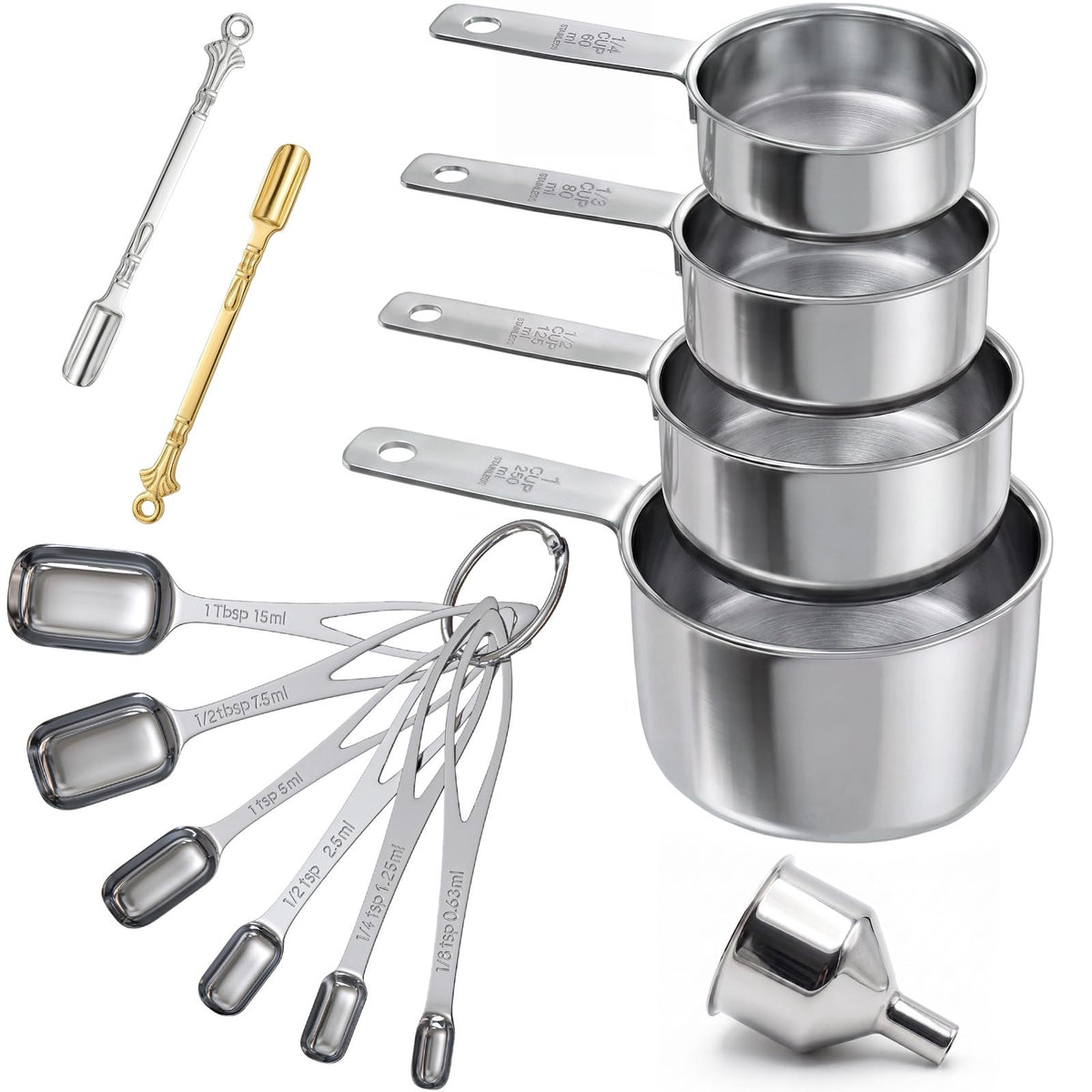 6pcs Narrow Measuring Spoons Set, Stainless Steel Spoons for Spice Jars