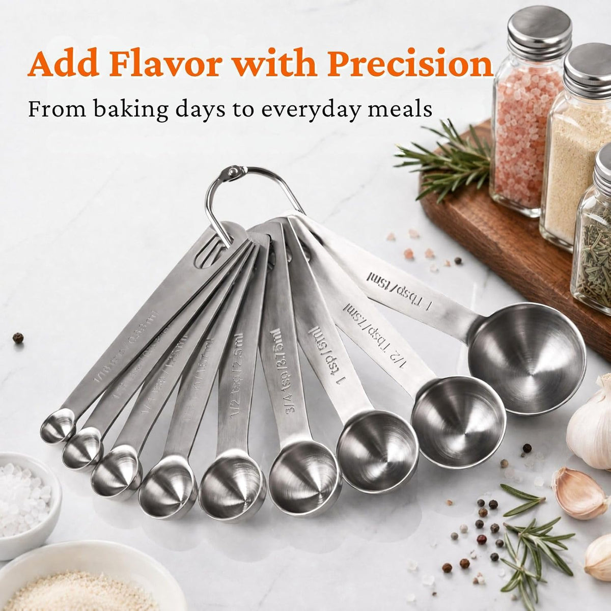 14PCS Measuring Spoons Set, 1 tbsp, 1/2 tbsp, and 1-1/16tsp Stainless Steel Measuring Spoons for Cooking Baking Spice Jars and Liquid Ingredients