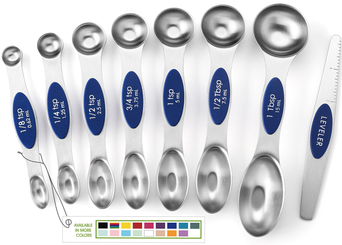 Spring Chef Stainless Steel Magnetic Measuring Spoons Set of 8, Pastel