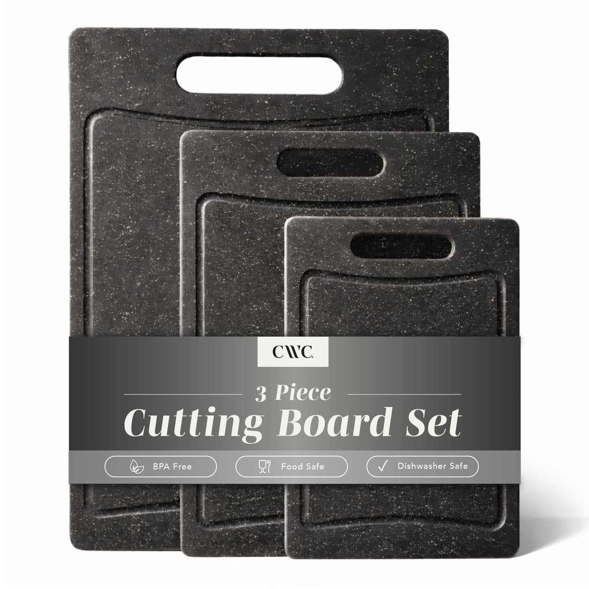 COOK WITH COLOR Non-Slip Cutting Board Set – Kitchen Essentials with Easy Grip Handle for Meat, Veggies, and Fruits, 4 Cutting Boards, Brown