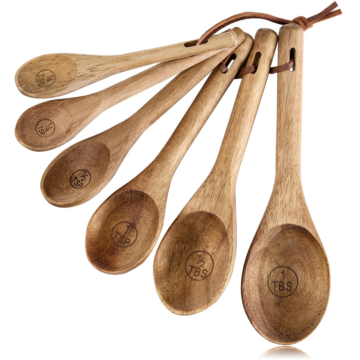 6pcs Pakkawood Measuring Spoons Set, Turquoise Blue