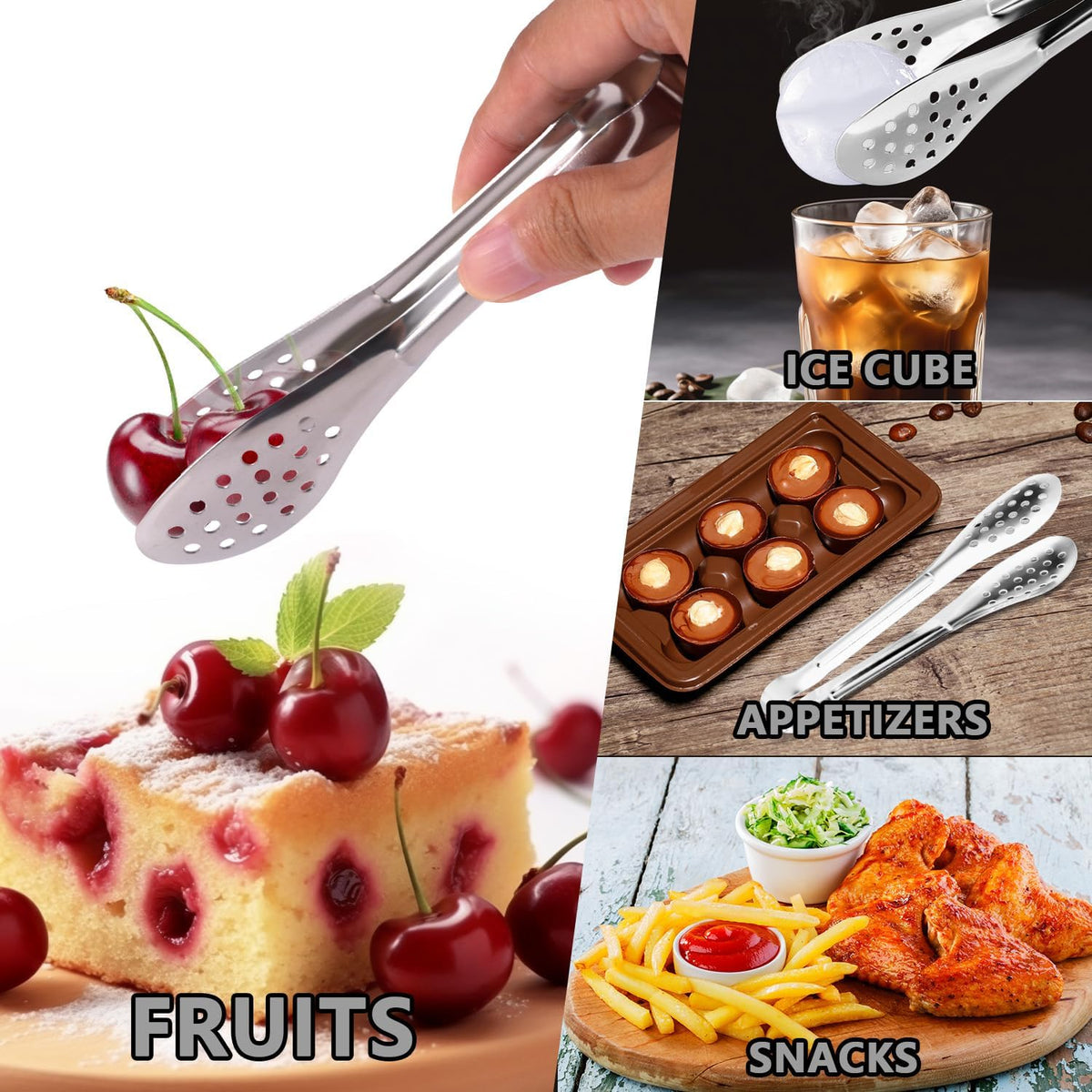 10PCS 5 Inch mini tongs Serving Tongs Small Kitchen Tongs Silver