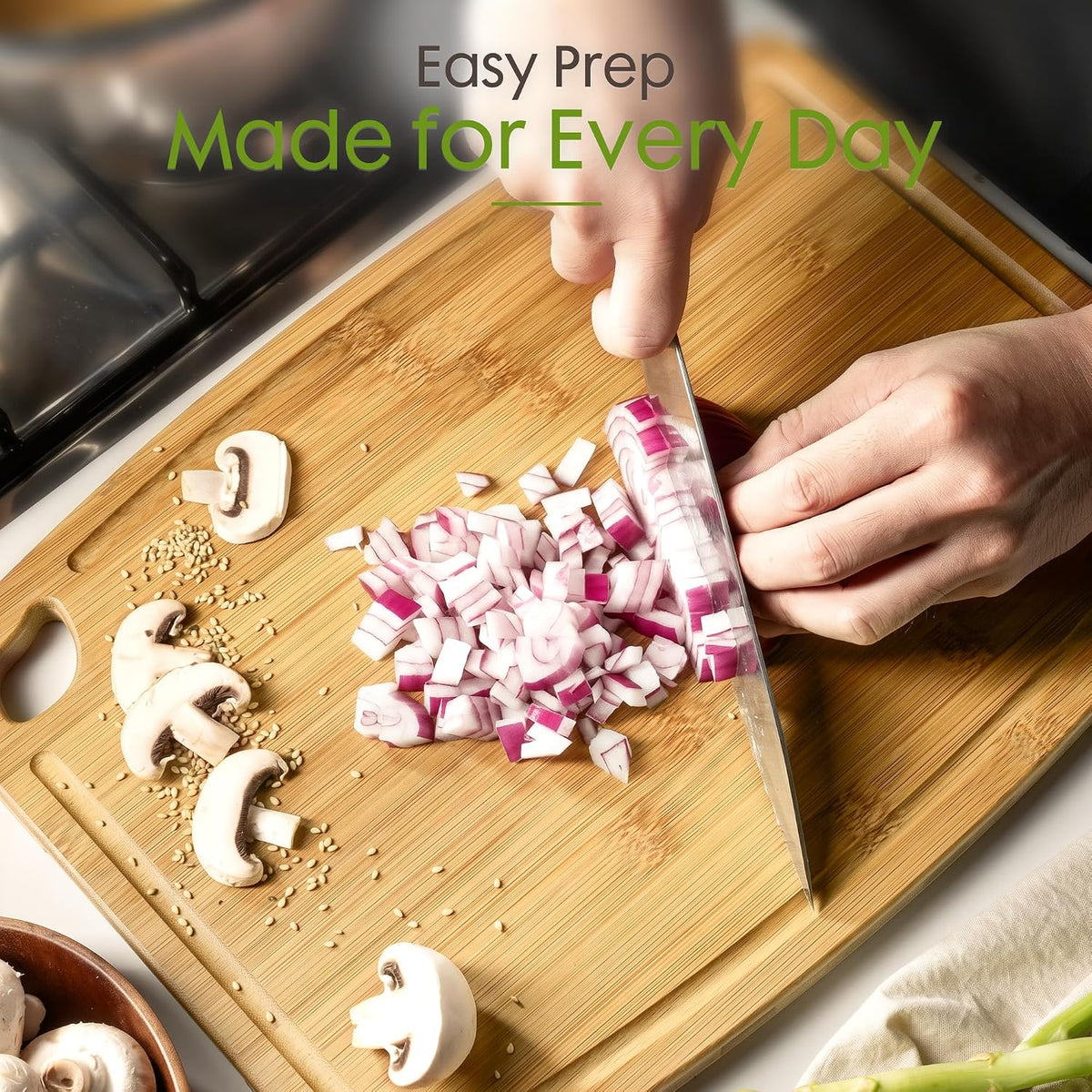 Astercook Large Bamboo Cutting Board for Kitchen